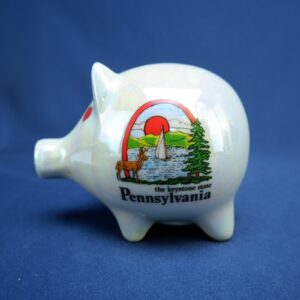 The Keystone Pennsylvania Iridescent Piggy Bank Collectable Souvenir Vintage