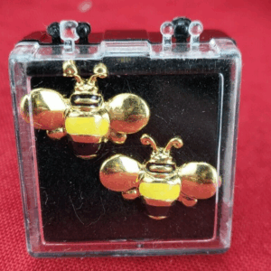 NEW Adorable Bumble Bee Post Style Pierced Bold Stud Black Yellow GoldEarrings