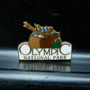 Vintage Olympic National Park Souvenir Lapel Pin - Elk Caribou Design Washington