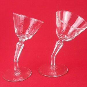 Vintage Novelty "Bent" Tipsy Martini Glass - Set of 2