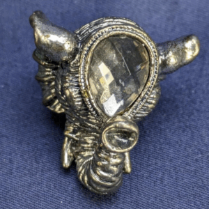 Silver Tone Elephant Ring Stretchy Band & Clear Rhinestone