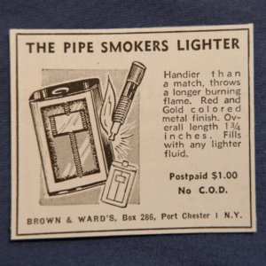 The Pipe Smokers Lighter Port-Brown & Ward - Chester NY - Magazine Print Ad 1950