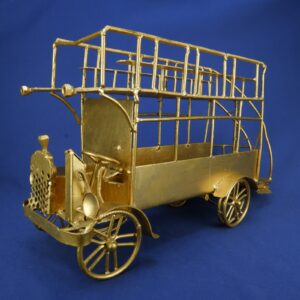 Vintage Hand Crafted Metal Double Decker Bus Model - Steampunk Gold Finish