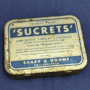 Vintage 24 ‘SUCRETS’ Antiseptic Throat Lozenges Tin Container - Sharp & Dohme