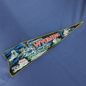 Vintage Wonderful Wyoming Scenic Landmark Fabric Pennant