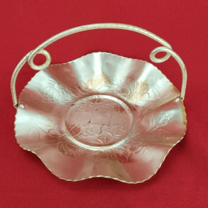Farber Shlevin Inc. Hand Wrought #2409 Floral Design Aluminum Dish with Handle