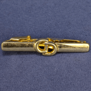 Christian Dior Gold-Toned Tie Clip with Interlocking Logo Design