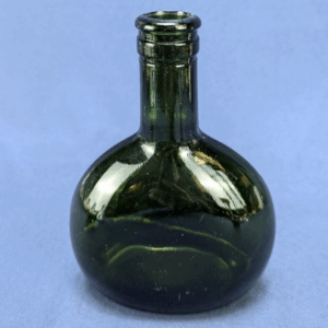 Vintage Green Glass Bottle - Mid-Century Modern Decorative Flask - Marked 470 RL