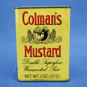 Vintage Colman's Mustard Tin 2 Oz. Yellow With Oval Metal Top MCM