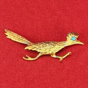 Gold Tone J. Ritter Road Runner Pin w/ Turquoise Looking Eye - Clothing Pin