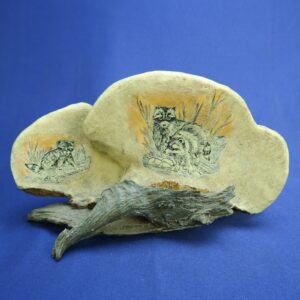 Vintage 70's Mushroom Ceramic Shaped Painted Racoon Themed Wildlife Decor