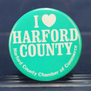 Vintage I Love Harford County MD Vintage Button Pin Chamber Of Commerce 1 3/4"
